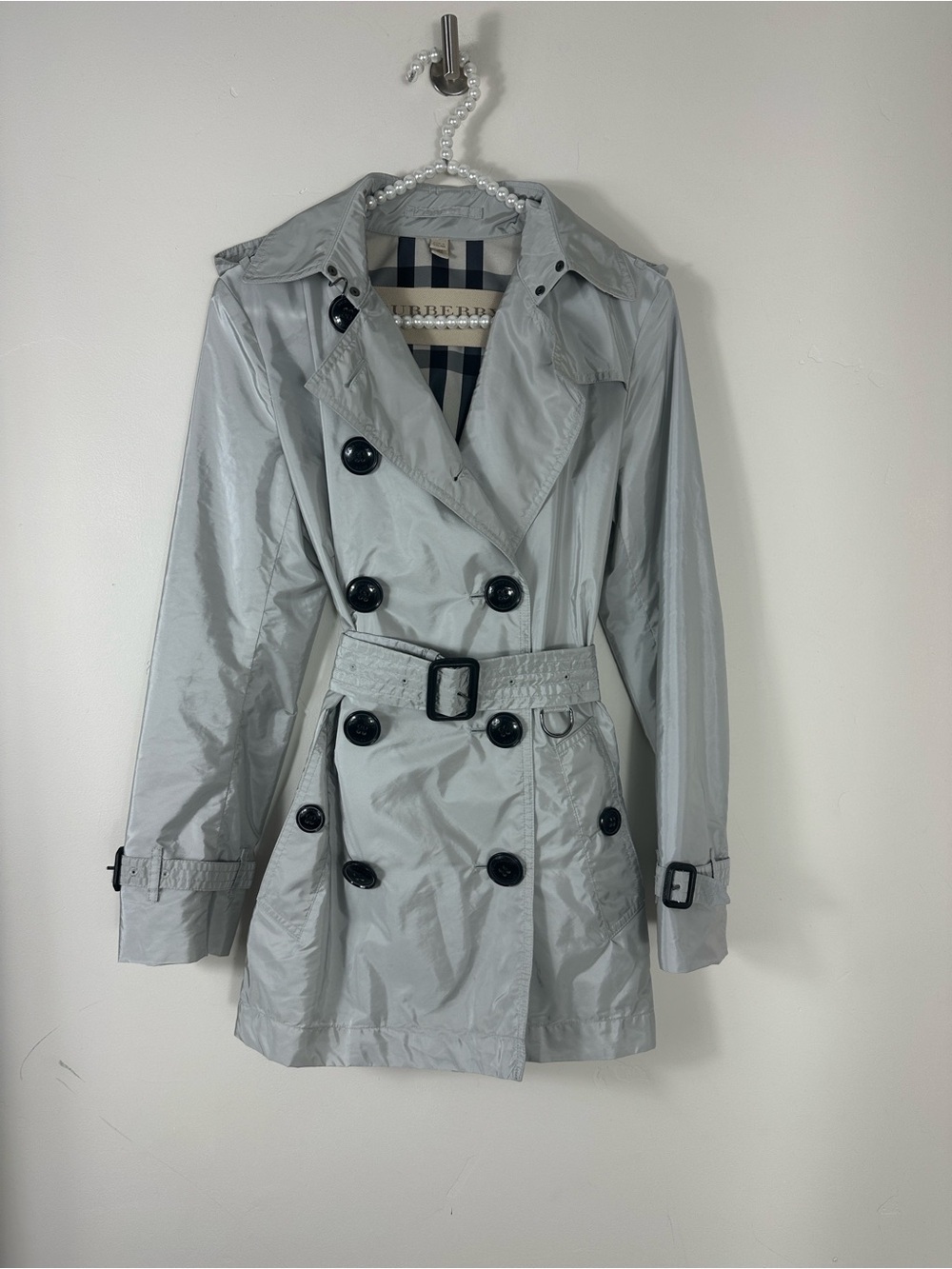 Burberry Brit Dove Grey Kerringdale Belted Trench Jacket 4